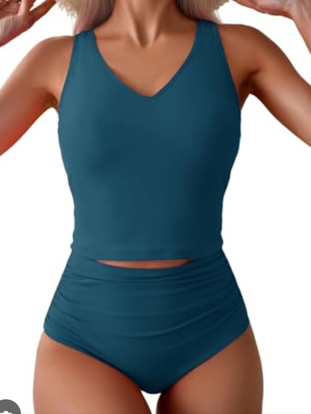 Teal V-Neck Two-Piece Swim Set